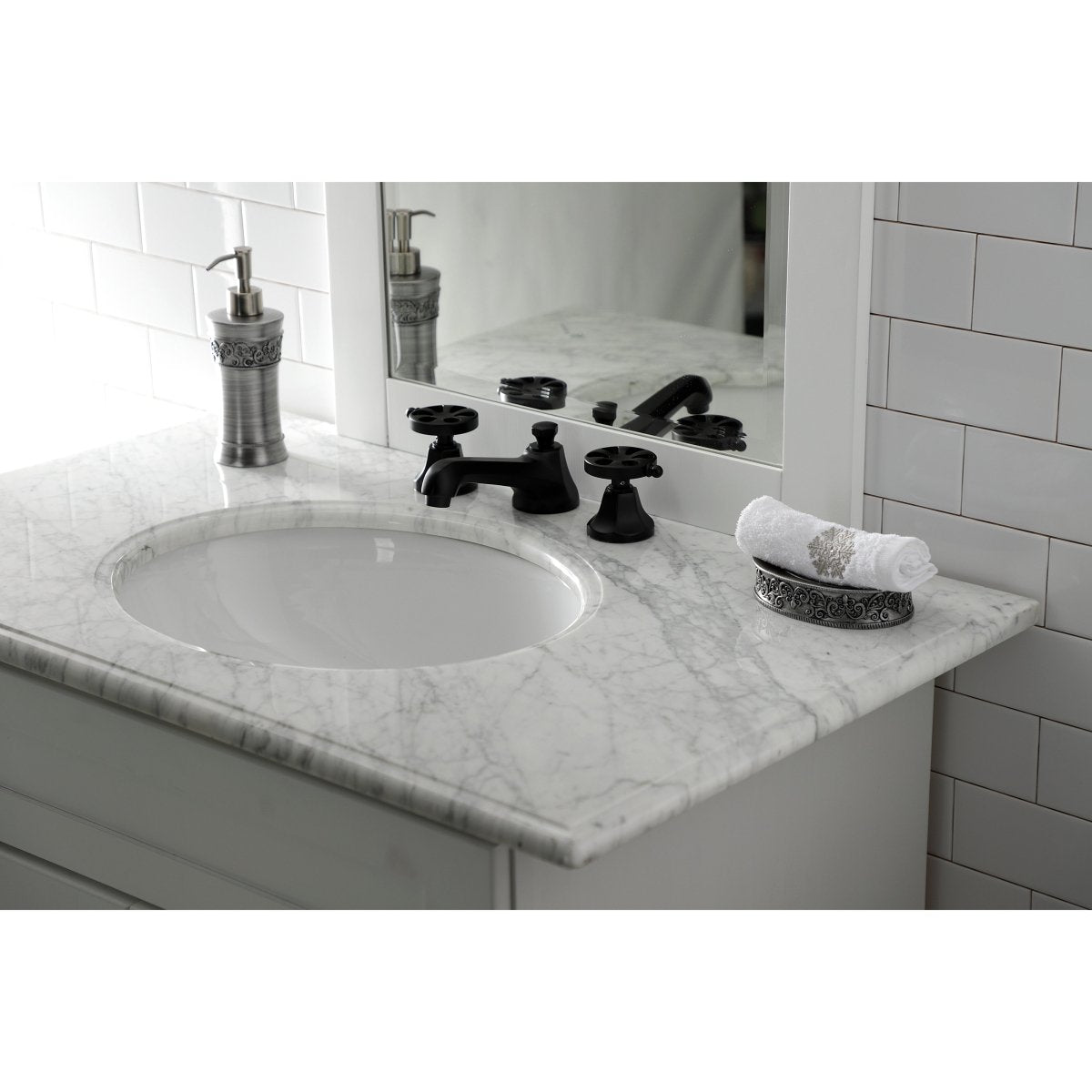 Belknap Deck Mount Widespread Bathroom Faucet With Brass Pop Up - BUILDMYPLACE