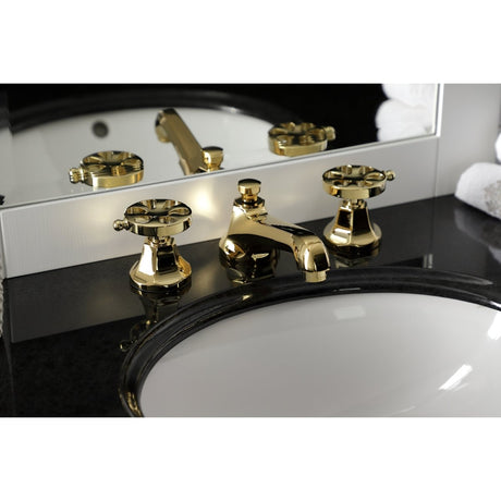 Belknap Deck Mount Widespread Bathroom Faucet With Brass Pop Up - BUILDMYPLACE