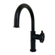 Belknap Single - Handle Single Hole Deck Mount Bathroom Sink Faucet with Push Pop Up in Matte Black - BUILDMYPLACE