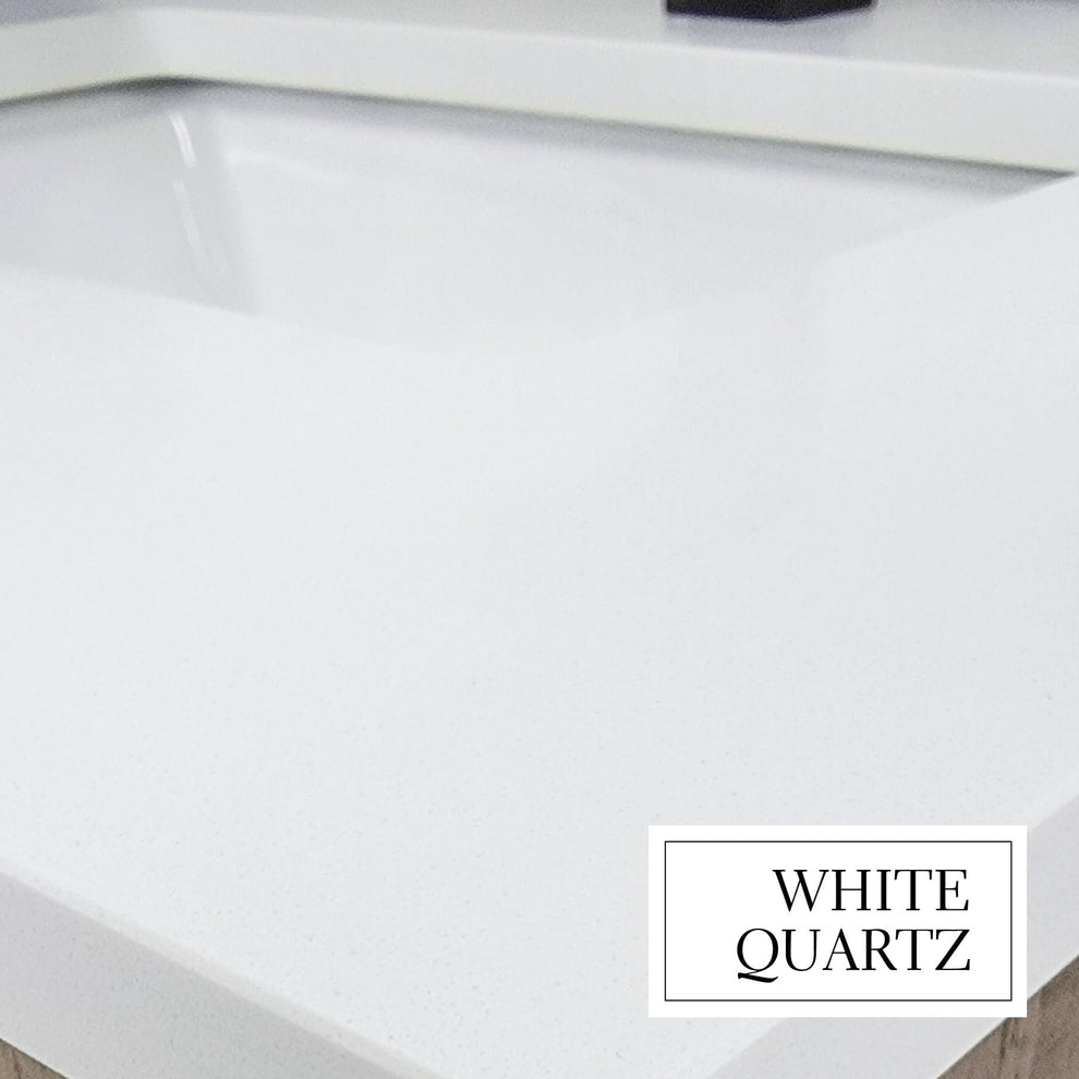 Jacques Distressed Grey Freestanding Bathroom Vanity with White Quartz Top, White Square Sink