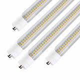 T8 8ft LED Tube/Bulb - 48w/40w/36w/32w Wattage Adjustable, 130lm/w, 3000k/4000k/5000k/6500k CCT Changeable, Clear, FA8 Single Pin, Double End Power - Ballast Bypass