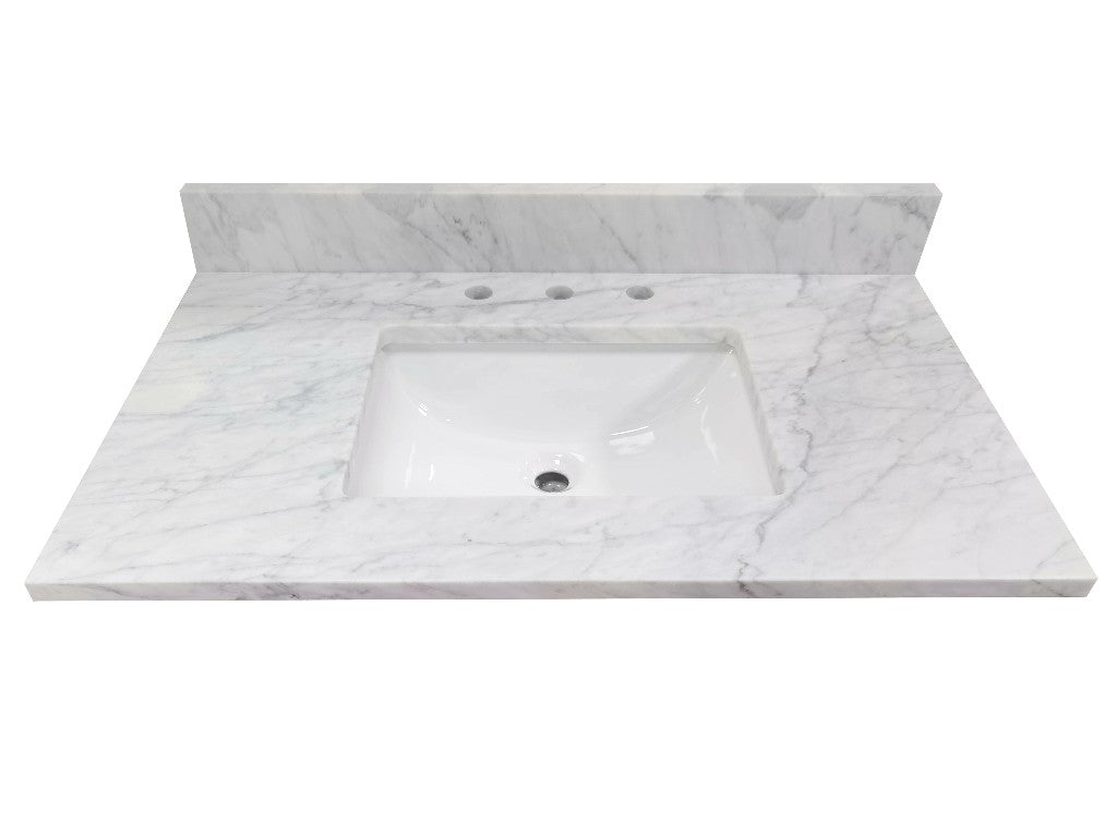 Bianco Carrara White Premium 1" thickness Vanity Top - BUILDMYPLACE