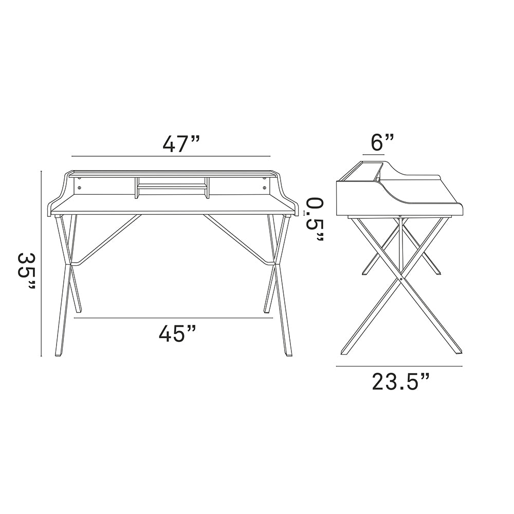 Bin Contemporary Modern Writing Desk With Storage Cabbies - Cherry - BUILDMYPLACE