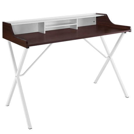 Bin Contemporary Modern Writing Desk With Storage Cabbies - Cherry - BUILDMYPLACE