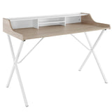 Bin Contemporary Modern Writing Desk With Storage Cabbies - Cherry - BUILDMYPLACE