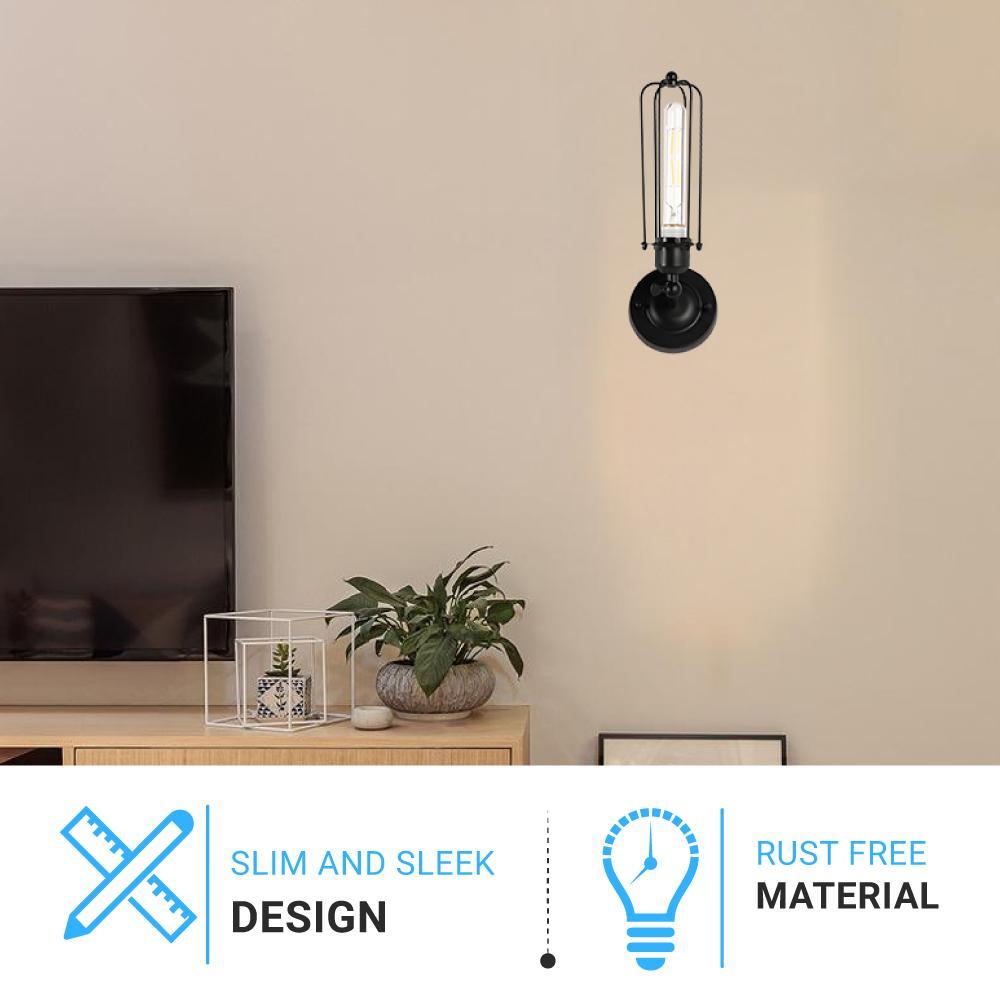 Birdcage Shape Bathroom Light Fixtures, Matte Black Finish, 1 - Light/2 - Light, E26 Base, UL Listed, For Dry Locations, Wall Mount, Bathroom Vanity Lighting - BUILDMYPLACE