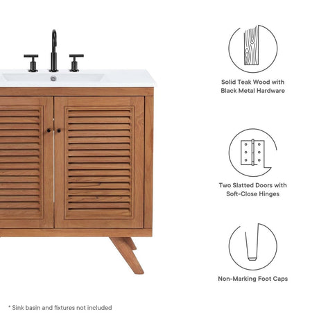 Birdie Natural Teak Wood Bathroom Vanity Cabinet (Sink Basin Not Included) - BUILDMYPLACE