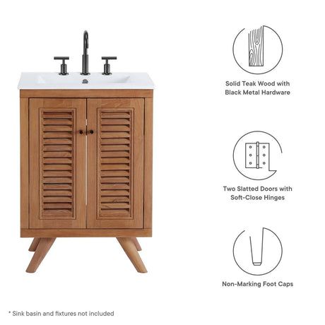 Birdie Natural Teak Wood Bathroom Vanity Cabinet (Sink Basin Not Included) - BUILDMYPLACE