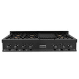 ZLINE 48" Porcelain Gas Stovetop in Black Stainless with 7 Gas Burners and Griddle (RTB-BR-48)