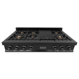ZLINE 48 in. Legacy Gas Rangetop with 6 Brass Burners and Porcelain Cooktop in Black Stainless Steel (RTB-BR-48)
