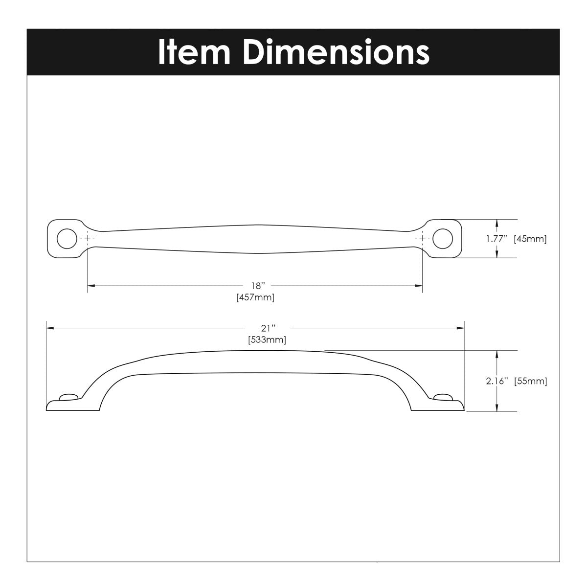 Black Appliance Pull 18 Inch Center to Center - Hickory Hardware - BUILDMYPLACE