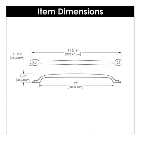 Black Cabinet Pull - 12 Inch Center to Center - Hickory Hardware - BUILDMYPLACE