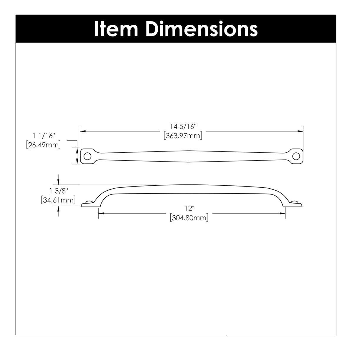 Black Cabinet Pull - 12 Inch Center to Center - Hickory Hardware - BUILDMYPLACE