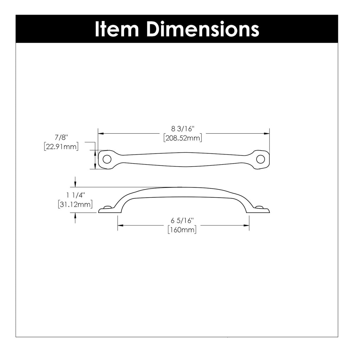 Black Cabinet Pull - 6 - 5/16 Inch (160mm) Center to Center - Hickory Hardware - BUILDMYPLACE