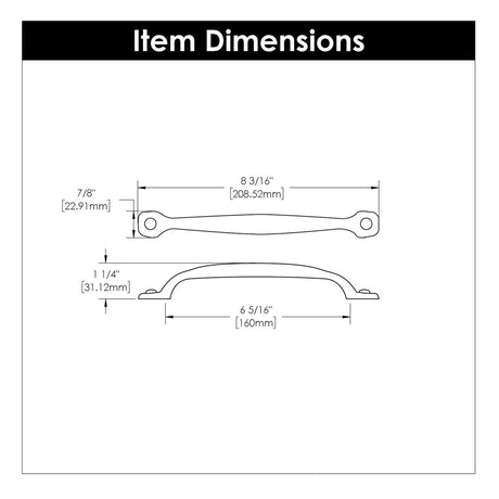 Black Cabinet Pull - 6 - 5/16 Inch (160mm) Center to Center - Hickory Hardware - BUILDMYPLACE