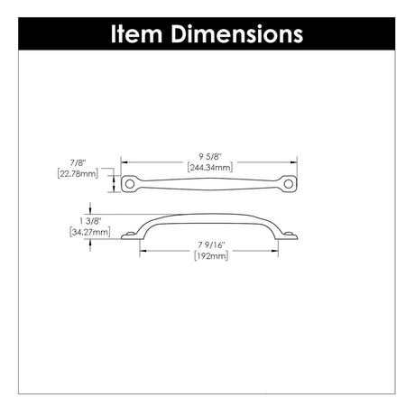 Black Cabinet Pull - 7 - 9/16 Inch (192mm) Center to Center - Hickory Hardware - BUILDMYPLACE