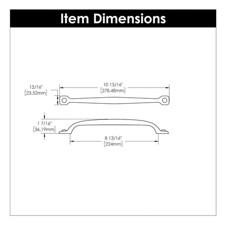 Black Cabinet Pull - 8 - 13/16 Inch (224mm) Center to Center - Hickory Hardware - BUILDMYPLACE