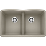 Blanco 32 inch Diamond Double Bowl Undermount Silgranit Kitchen Sink 50/50 - BUILDMYPLACE