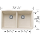 Blanco 32 inch Diamond Double Bowl Undermount Silgranit Kitchen Sink 50/50 - BUILDMYPLACE