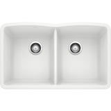 Blanco 32 inch Diamond Double Bowl Undermount Silgranit Kitchen Sink 50/50 - BUILDMYPLACE