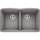 Blanco 32 inch Diamond Double Bowl Undermount Silgranit Kitchen Sink 50/50 - BUILDMYPLACE