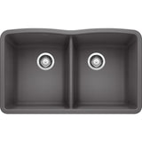 Blanco 32 inch Diamond Double Bowl Undermount Silgranit Kitchen Sink 50/50 - BUILDMYPLACE