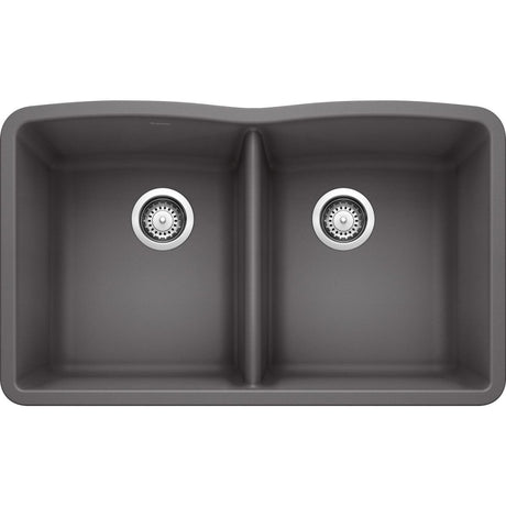 Blanco 32 inch Diamond Double Bowl Undermount Silgranit Kitchen Sink 50/50 - BUILDMYPLACE