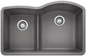 Blanco 32 Inch Diamond Undermount Granite 40/60 Double Bowl Kitchen Sink with Low Divide - BUILDMYPLACE