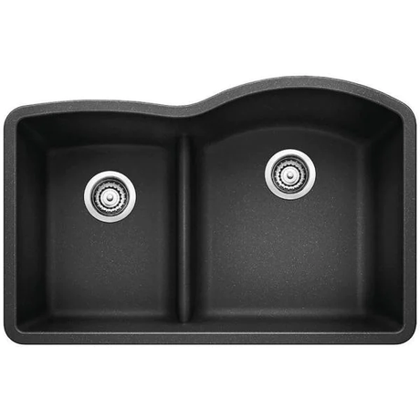 Blanco 32 Inch Diamond Undermount Granite 40/60 Double Bowl Kitchen Sink with Low Divide - BUILDMYPLACE