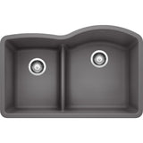 Blanco 32 Inch Diamond Undermount Granite 40/60 Double Bowl Kitchen Sink with Low Divide - BUILDMYPLACE