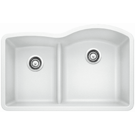 Blanco 32 Inch Diamond Undermount Granite 40/60 Double Bowl Kitchen Sink with Low Divide - BUILDMYPLACE