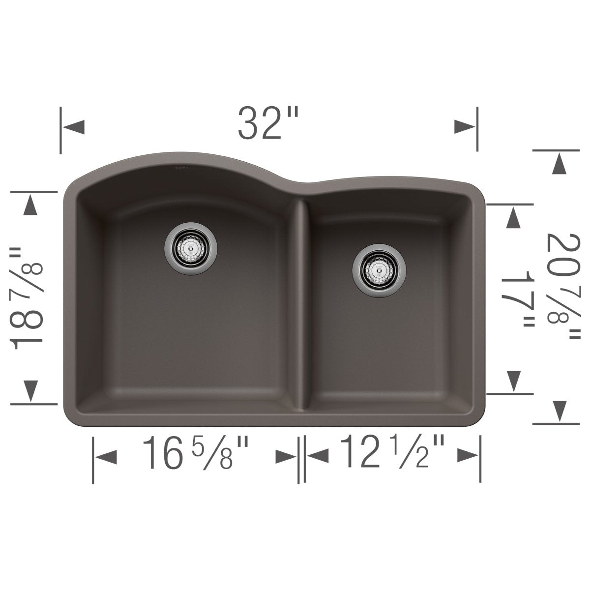 Blanco 32 inch Double Bowl Undermount Kitchen Sink - 60/40 - BUILDMYPLACE