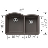 Blanco 32 inch Double Bowl Undermount Kitchen Sink - 60/40 - BUILDMYPLACE