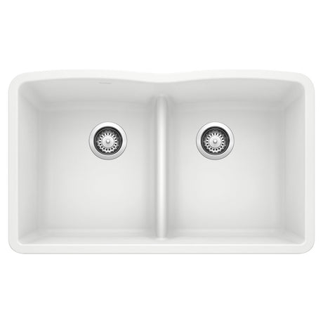 Blanco 32 inch Equal Double Bowl Kitchen Sink with Low Divide - BUILDMYPLACE