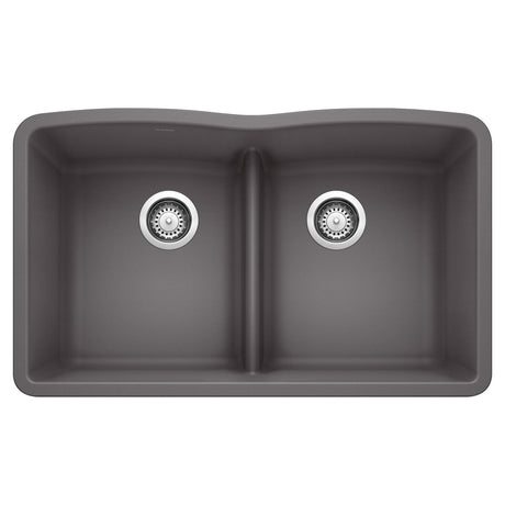 Blanco 32 inch Equal Double Bowl Kitchen Sink with Low Divide - BUILDMYPLACE