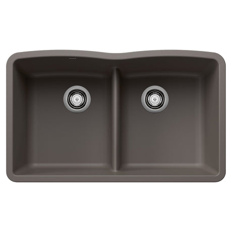 Blanco 32 inch Equal Double Bowl Kitchen Sink with Low Divide - BUILDMYPLACE