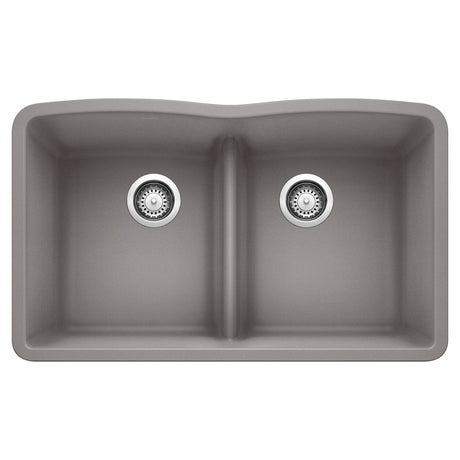 Blanco 32 inch Equal Double Bowl Kitchen Sink with Low Divide - BUILDMYPLACE