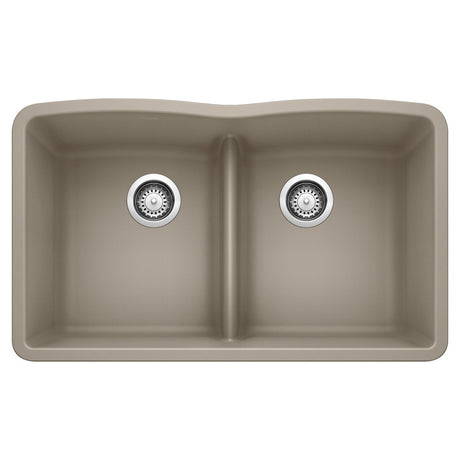 Blanco 32 inch Equal Double Bowl Kitchen Sink with Low Divide - BUILDMYPLACE