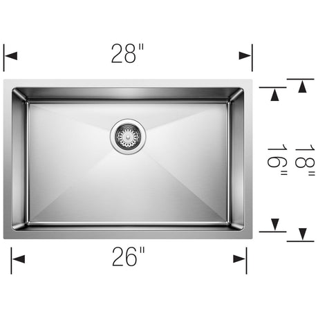 Blanco Cuvee R15 28" Single Bowl Undermount Bar Kitchen Sink - BUILDMYPLACE