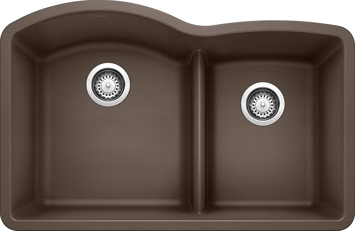 Blanco Diamond 32 Inch 60/40 Double Bowl Undermount Kitchen Sink with Low Divide 60/40 - BUILDMYPLACE