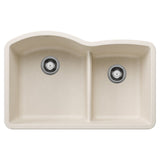 Blanco Diamond 32 Inch 60/40 Double Bowl Undermount Kitchen Sink with Low Divide 60/40 - BUILDMYPLACE