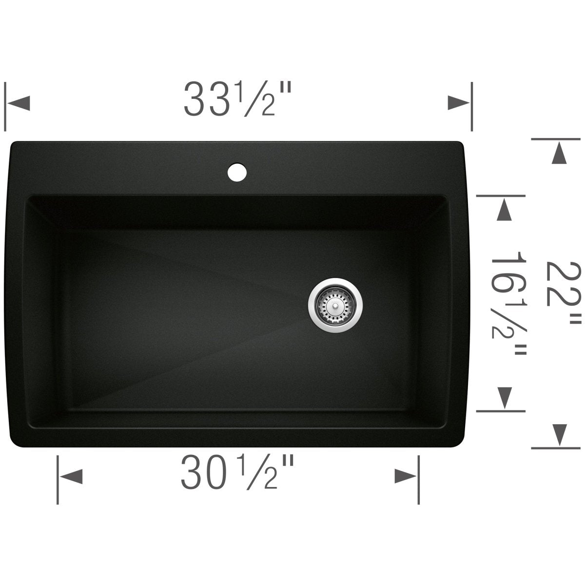 Blanco Diamond 33 - 1/2 Inch Super Single Bowl 9.5 Inch Depth Undermount Kitchen Sink - BUILDMYPLACE