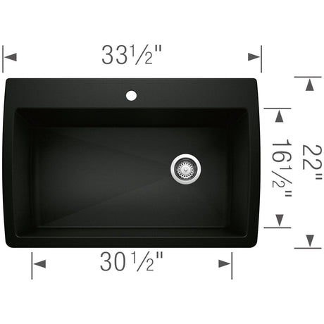 Blanco Diamond 33 - 1/2 Inch Super Single Bowl 9.5 Inch Depth Undermount Kitchen Sink - BUILDMYPLACE