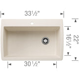 Blanco Diamond 33 - 1/2 Inch Super Single Bowl 9.5 Inch Depth Undermount Kitchen Sink - BUILDMYPLACE