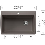 Blanco Diamond 33 - 1/2 Inch Super Single Bowl 9.5 Inch Depth Undermount Kitchen Sink - BUILDMYPLACE