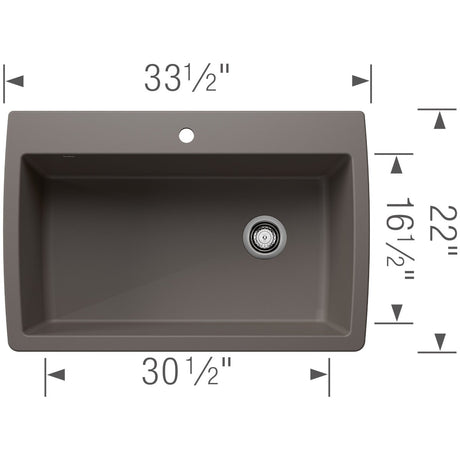 Blanco Diamond 33 - 1/2 Inch Super Single Bowl 9.5 Inch Depth Undermount Kitchen Sink - BUILDMYPLACE