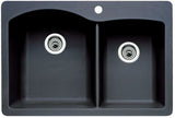 Blanco Diamond 33 Inch Silgranit Dual Mount 1 Hole 60/40 Double Bowl Kitchen Sink - BUILDMYPLACE