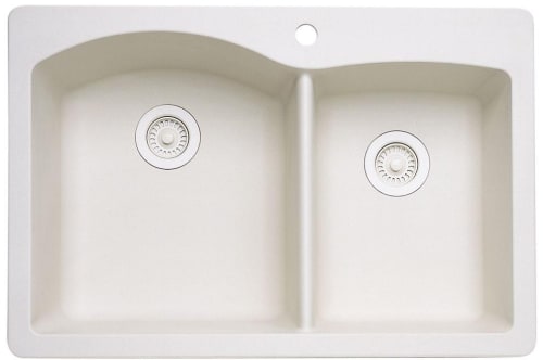 Blanco Diamond 33 Inch Silgranit Dual Mount 1 Hole 60/40 Double Bowl Kitchen Sink - BUILDMYPLACE