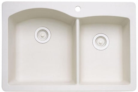 Blanco Diamond 33 Inch Silgranit Dual Mount 1 Hole 60/40 Double Bowl Kitchen Sink - BUILDMYPLACE