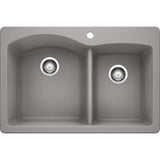 Blanco Diamond 33 Inch Silgranit Dual Mount 1 Hole 60/40 Double Bowl Kitchen Sink - BUILDMYPLACE